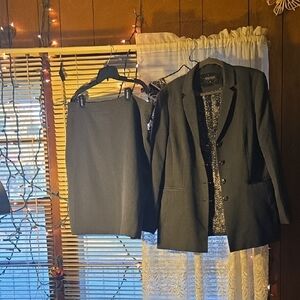 Women's Charcoal Blazer and Skirt Set